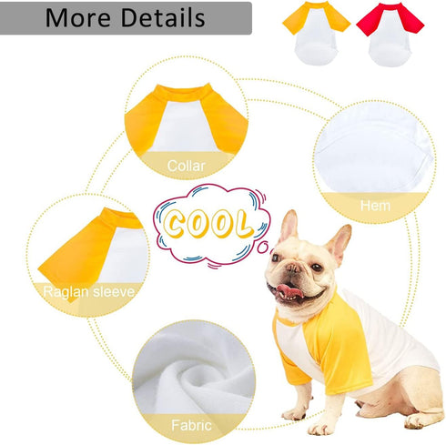 Dog Clothes for Small Dog, Breathable Stretchy Dog Raglan Shirt, Soft Comfortable Cat Puppy Kitten Pet Apparel Outfits (S?1-4lb?, Yellow & Red)...