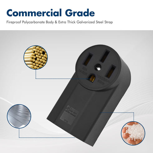 NEMA 14-50R Receptacle 3-Pole 4-Wire Surface Mount Power Receptacle 250V 50A UL Listed, bekca Black (NEMA 14-50R)...