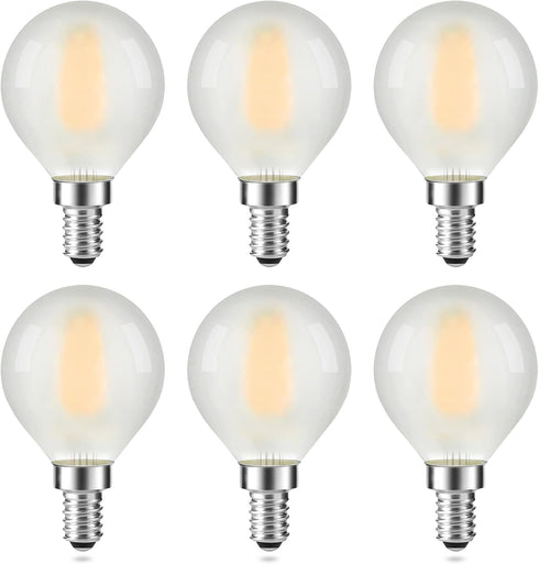 Frosted E12 LED Edison Bulbs 25W Equivalent, Small Candle Base, 2700K Soft Warm White, E12 LED Bulb Dimmable, G16.5/G50 Chandelier Light Bulbs, 2W...
