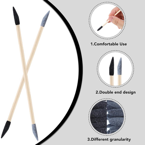 50 Pcs Sanding Sticks, Double End Matchsticks Fine Detailing Polishing Stick with Storage Box for Plastic Models Wood Hobby Woodworking, 120/280 G...