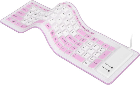 Foldable Silicone Keyboard, 103 Keys Wired Bluetooth Waterproof Rollup Keyboard, Mute Flexible Soft Rubber Keyboard, Space Saving, for PC Notebook...