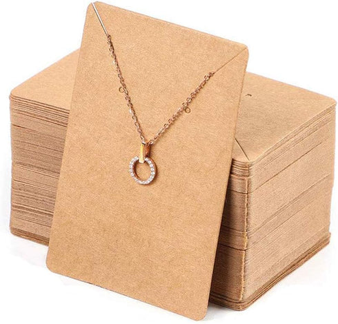 150 Pcs Blank Jewelry Display Cards Kraft Paper Necklace Earring Card Holder for Ear Studs, Earrings, Necklaces, 3.5 x 2.4 Inch...