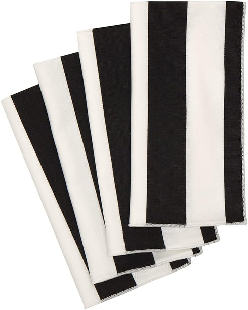 Black and White Table Linens, Cloth Napkins 18" Dinner 100% Cotton Wedding Table Decor, Summer Party, Use with Black or White Tablecloth Pk 4...