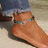 2PCS Beaded Anklets for Women with Silver Double Heart Stretch Elastic Ankle Bracelets for Women Summer Boho Jewelry...