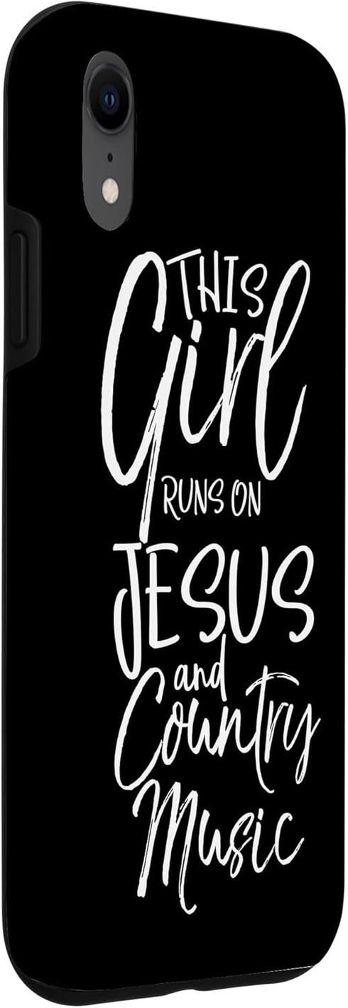iPhone XR Cute Christian This Girl Runs on Jesus and Country Music Case...