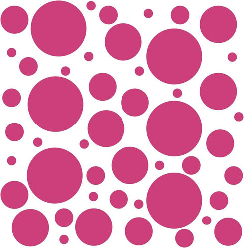 Set of 100 (Hot Pink) Vinyl Wall Decals - Assorted Polka Dots Stickers - Removable Adhesive Safe on Smooth or Textured Walls - Round Circles - for...