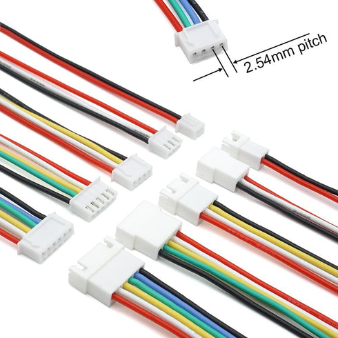XH 2.54mm Connector Kit - JST XH Compatible 2.5mm Pitch Male Female Connector Sockets Plugs and 22AWG Pre-Crimped Silicone Cables Wire 2 3 4 5 6 P...