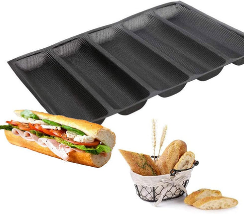 Silicone Bread Mold 5 Loaf Baking Mould Flexible Reusable Forms Shapes Non Stick Perforated...