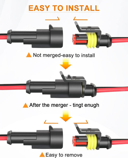 NAOEVO 2 Pin Connector Waterproof, 16 AWG 2 Wire Connectors, Automotive Electrical Connectors Male And Female Way With Heat Shrink Tubing For Car ...
