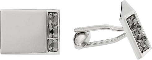 Gray Crystal Cufflinks for Men in Presentation Gift Box Perfect for Travel - Groomsmen Groom Wedding...