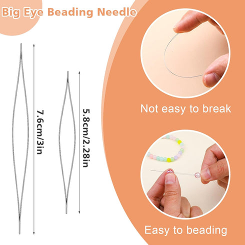0.5mm/4 Rolls Elastic String for Bracelets, 60M Clear Bracelet String, Beading Thread with Bead Needles, Stretchy Bracelet Strings for Bracelet Ma...