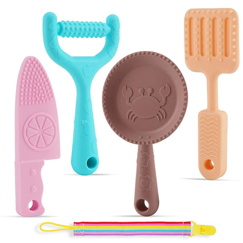 0-BPA silicone culinary kitchen utensil baby teething toys,Chef cooking role playing games training for baby girls boys,Molar chewing freezer teet...