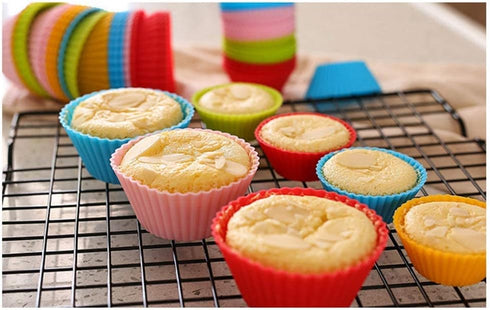 Reusable Silicone Cupcake Baking Cups 24 Pack, 2.75 inch Cups, & Non-stick Muffin Liners for Party Halloween Christmas,6 Rainbow Colors (Pack of 2...