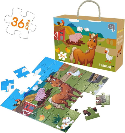 Floor Puzzle for Kids,Animal Jigsaw Large Puzzles 36Piece Horse Puzzle for Toddler Ages 3+,Children Learning Preschool Educational Toys,Gift for 3...