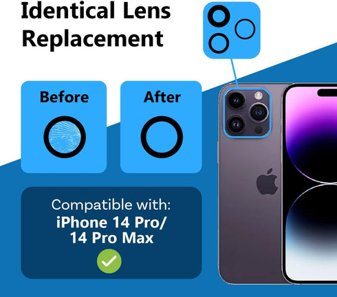 MMOBIEL Back Rear Camera Glass Lens Replacement Compatible with iPhone 14 Pro / 14 Pro Max 2022. - Incl. Double Sided Adhesive, Tweezer and Cloth....