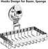Soap Holder Shower, Suction Cup Soap Dish for Shower with 4 Hooks, 304 Stainless Steel, Silver...