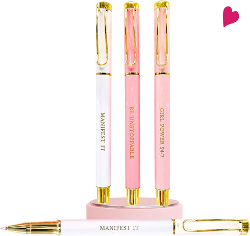 Boss Lady Girl Boss Pen Set with Inspirational Motivational Quotes, Chic Motivational Pens for Women, Cute Fancy Ballpoint Pen Sets - Ideal Office...