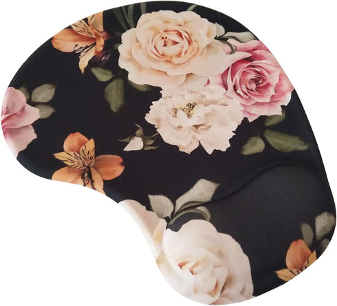 Floral Aesthetic Portable Mouse Pad Computer Sublimation Mouse Pads Small 3D Gel Mouse Pad with Wrist Support Black...