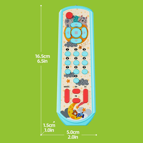 Musical TV Remote Control Toy with Light & Sound - Early Educational Toy with English Spanish and French 3 Language, Sensory Learning Toys for Inf...