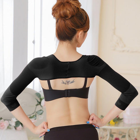 Gudessly Women's Slimming Arm Shapers Back Shoulder Support Wrap Correct Posture Corrector Humpback (M(fit US XS), Black)...