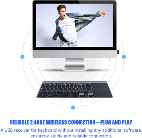 PUSOKEI Ultrathin 2.4GHz Wireless Keyboard with Smart Touchpad Portable Handheld Keyboard Universal Keyboard Suitable for PC/Notebook/TV Box...