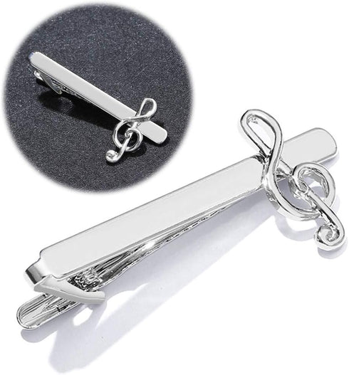 Business Tie Bar Men Tie Clip Creative Silver High-end Fashion Clips Gifts Charms Jewelry Pins Music Note Decoration Shirt Suit Clothing Accessori...