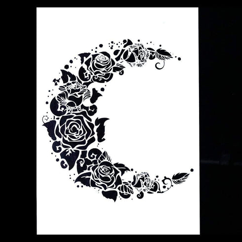 DIY Decorative Moon Flower Stencil Template for Scrapbooking Painting on Wall Furniture Crafts (A4 Size)...