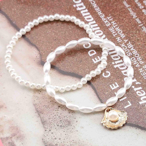 Bohemian Layered Pearl Anklet Gold Scallop Dangle Ankle Bracelet Oval Pearl Chain Anklet Adjustable Cowrie Anklets Summer Beach Foot Chain Jewelry...