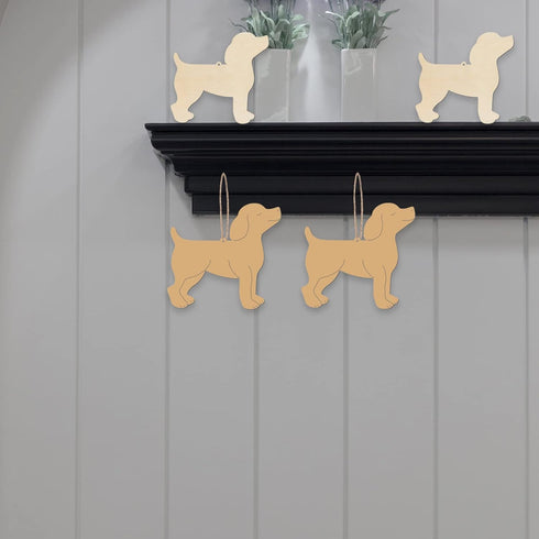 Dog Shape Wooden Blank Wood with Twines Art Unfinished Ornaments for Doghouse Decoration Christmas Wedding Birthday Party Christmas Thanksgiving D...
