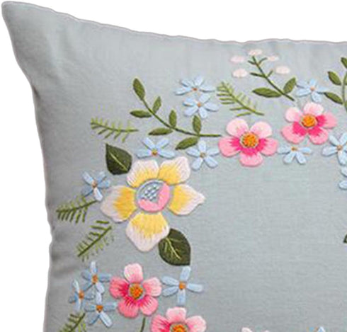 AMLESO DIY Embroidery Covers Kit Cushion Cover Semi-Finished for Living Room Sewing Supplies Adults Beginners Gift, light blue...