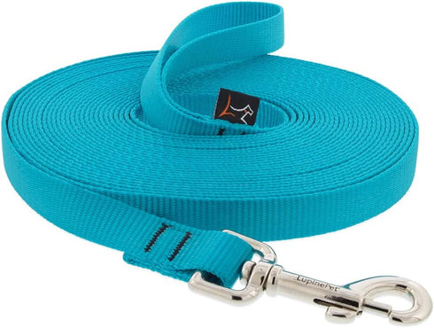 LupinePet Basics 3/4" Aqua 15-foot Extra-Long Training Leash for Dogs...