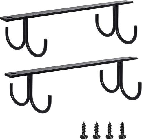 Mocoum Under Cabinet Mug Rack, Rustic Mug Organizer Rack Cup Holder Under Shelf Hanging Hooks Rack for Mugs, Coffee Cups and Kitchen Utensils Disp...