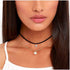 Layered Crystal Leather Choker Necklace Gold Pearl Pendant Necklace Boho Suede Collar Necklace Punk Black Chain Necklace Jewelry for Women...