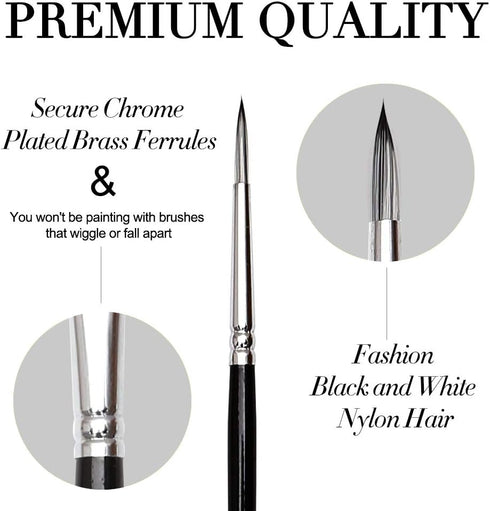 Dainayw Fine Detail Paint Brush Set - 9 Pieces Miniature Brushes for Watercolor, Acrylic Painting, Airplane Kits, Face, Nail, Scale Model Painting...