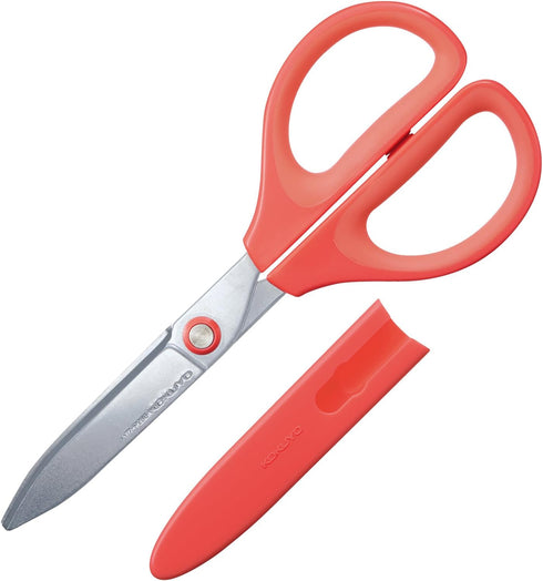 Kokuyo Saxa Glueless Scissors, Red, 3D Blade, Symmetrical Handle for Both Right-hand and Left-hand, with Safety Cap, Japan Import (HASA-P280R)...