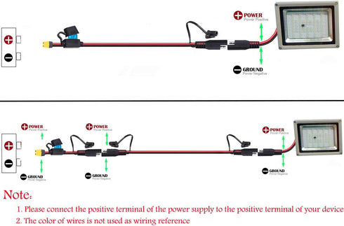 10AWG SAE to XT60 Connector Extension Cable,with 15A Protection Fuse for Safety,SAE Plug XT60 Female Adapter Charger Solar Panel Cable for Solar G...