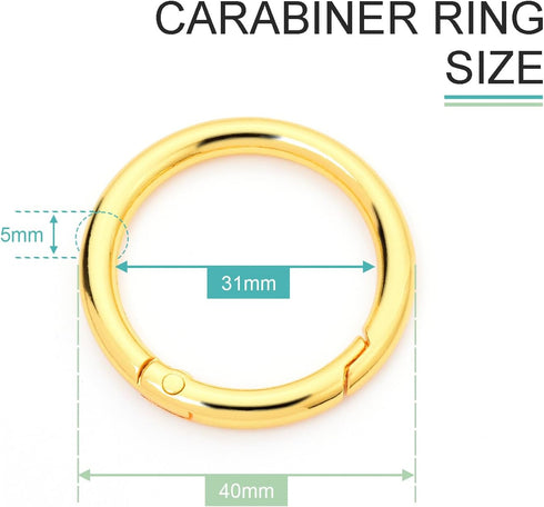 10 Pack 1-1/4" Trigger Spring O Rings, Metal Round Carabiner Clip Snap Hook, Spring Keyring Buckles for Replacement Purse Strap, Paracord Lanyard ...