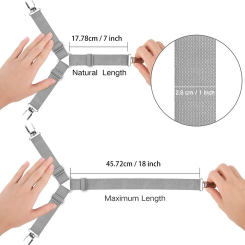 Foloda Bed Sheet Holders, 4 pcs Adjustable Fitted Sheet Straps for Bed Corner, bedsheet Holder Clips Fasteners Suspenders Locker Gripper Scrunchie...