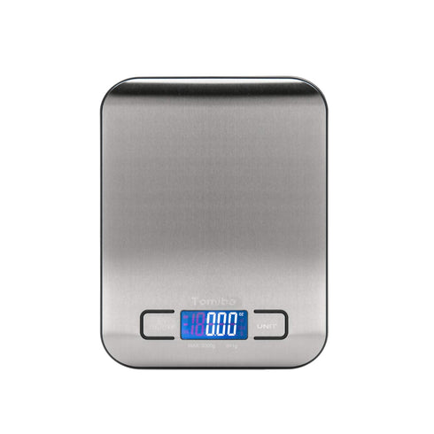 Digital Kitchen Food Scale 11 lb Grams and Ounces Small Stainless Steel Backlit Silver Batteries Included...