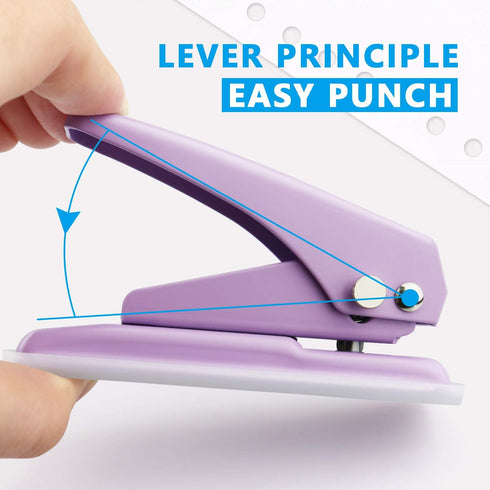 Single Hole Puncher Handheld 1/4 Inches Hole Punch, 20 Sheet Paper Punch Capacity Metal Hole Puncher with Skid-Resistant Base for Paper, Chipboard...