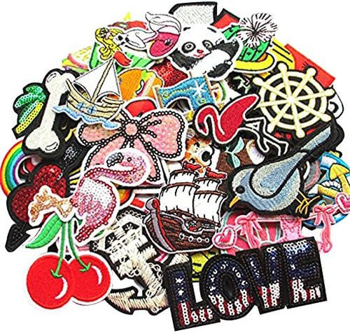Libiline 100pcs Random Assorted Styles Embroidered Patch Applique Clothes Dress Plant Hat Jean DIY...