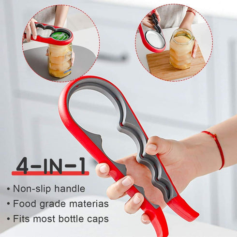 Jar Bottle Opener Non Slip Jar Gripper - Pad Rubber Jar Can Lid Opener,5 in 1 Multi Function Non-Slip Opener for Weak,Senior, Arthritis Hands (3-p...
