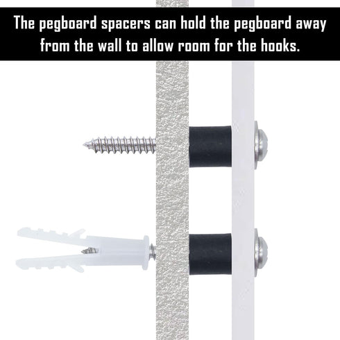 200 Pieces Pegboard Mounting Kit Wall Peg Boards Installation Accessories Pegboard Spacer Kit Includes Screws, Anchors, Spacers and Washers for 1/...