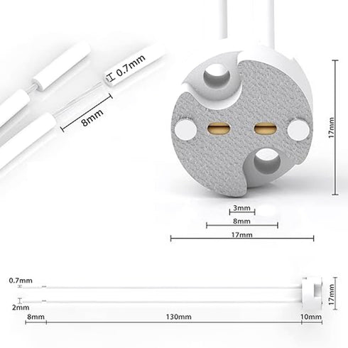 10PCS LED Halogen Ceramic Cable Connector Base Socket Adaptor G4 Lamp Socket 10cm White Silicone Lamp Head Cord for Pendant Wall Lamp Landscape La...
