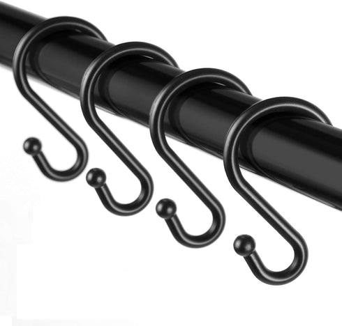 Metal Shower Curtain Hooks?Set of 12 Rings?Rust Resistant S Shaped Hooks Hangers for Kitchen Utensils, Clothing, Towels, etc. (Black)...