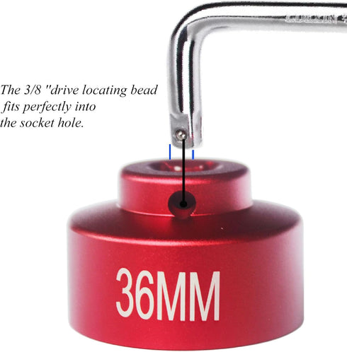36mm socket, Oil Filter wrench, low profile 6-point 3/8" Drive fuel filter socket fits Diesel Engines oil Filter Removal tool (red, 36mm)...