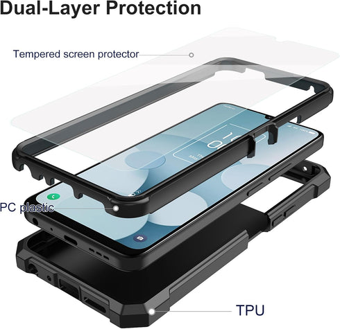 Ailiber for TCL 505 Phone Case, Jitterbug Smart 4/TCL 40 T/TCL 40XL Case with Screen Protector, Dual Layer Protection, Shockproof Corner TPU Bumpe...