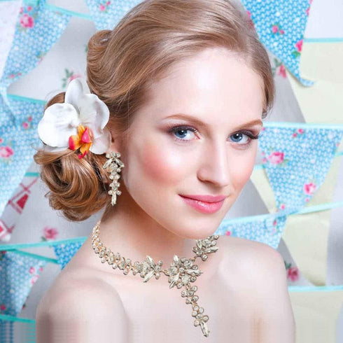 Unicra Bride Necklace Earrings Set Crystal Bridal Wedding Jewelry Sets Rhinestone Choker Necklace Prom Costume Jewelry for Women and Brides...