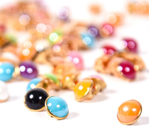 120pcs Pearl Buttons 10mm Small Pearl Half Resin Dome Cap Copper Base Buttons for Crafting Sewing Scarpbooking Scarf and Clothes,Mixed Color(Color...