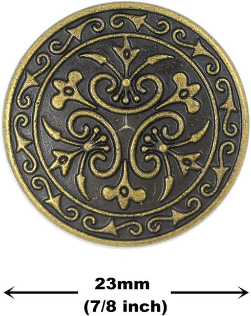 Bezelry 12 Pieces Celtic Flowers Metal Shank Buttons. 23mm (7/8 inch) (Antique Brass)...
